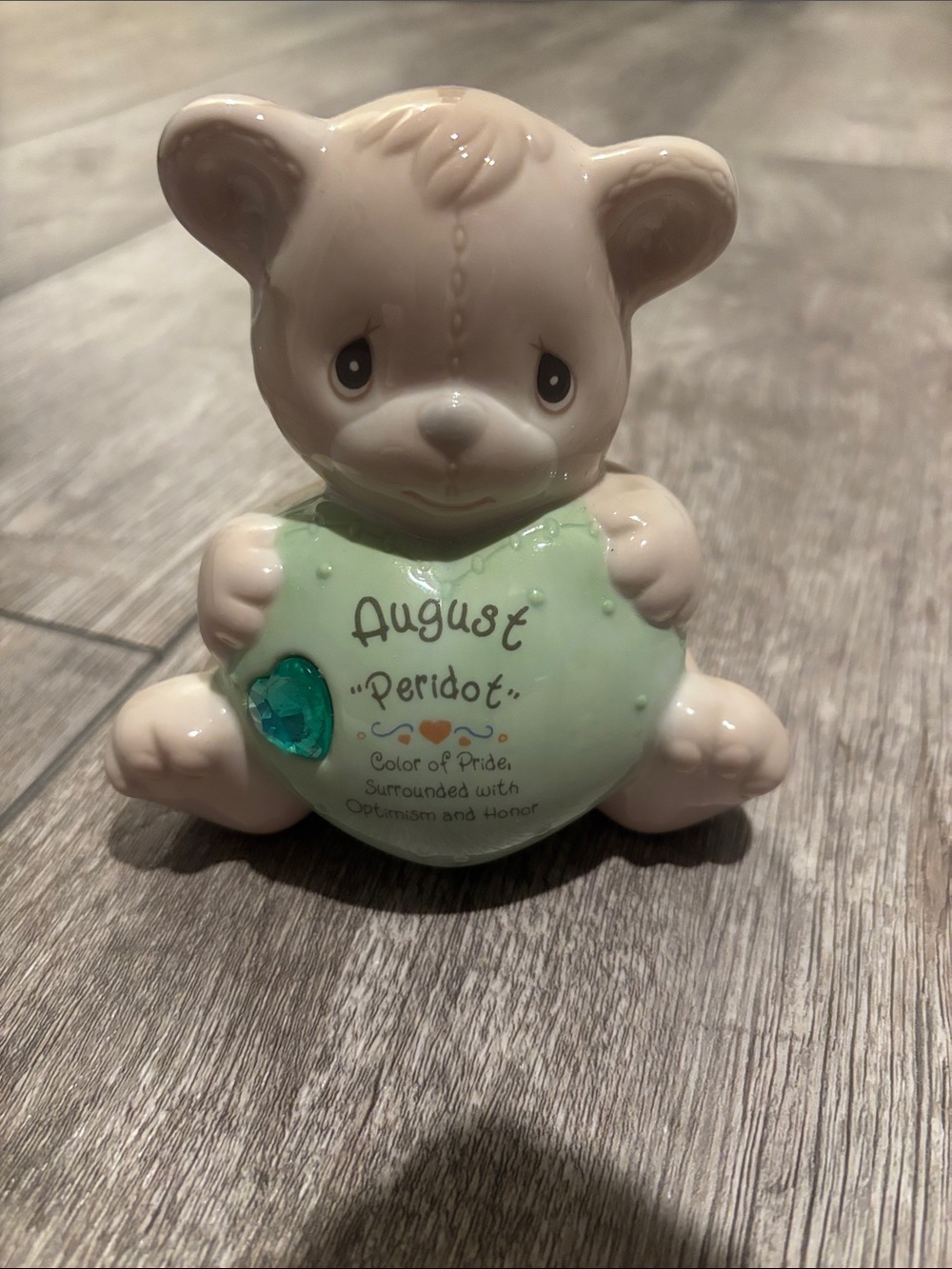 Vintage Precious Moments August Birthstone Teddy Bear Bank